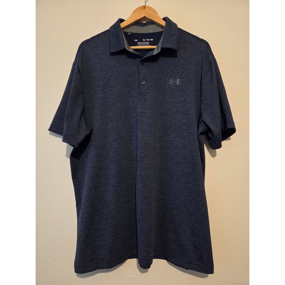 Under Armour Mens Playoff Polo Shirt Heather Navy Blue XL 1351131-408 Golf Loose